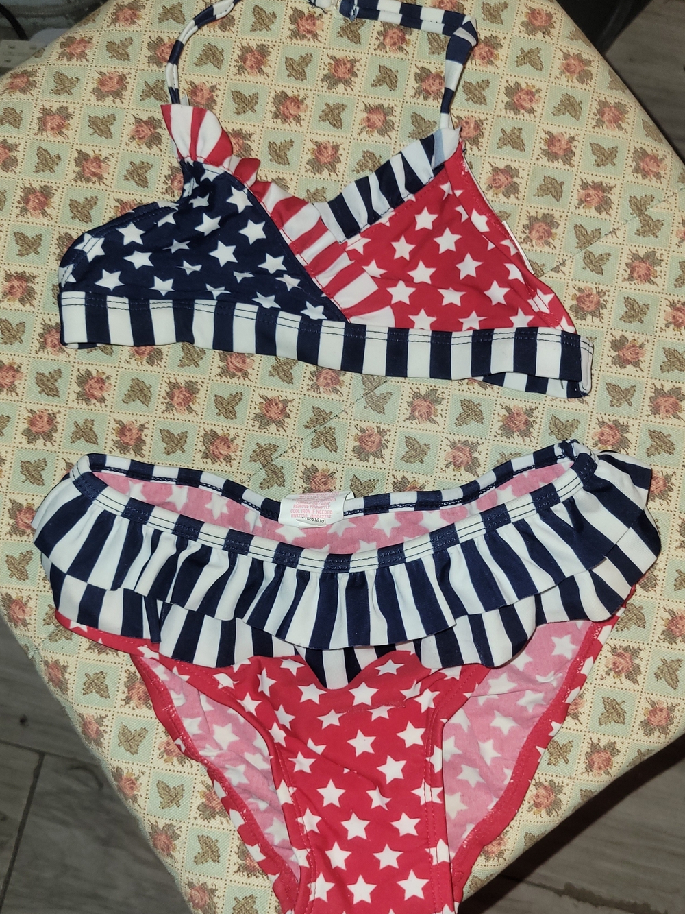 Circo Red Star Print Bikini Set with Navy Stripe Trim